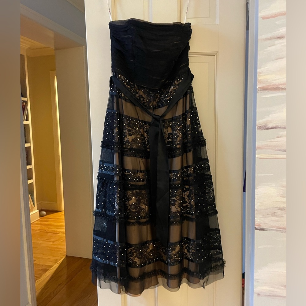 OC black strapless cocktail dress